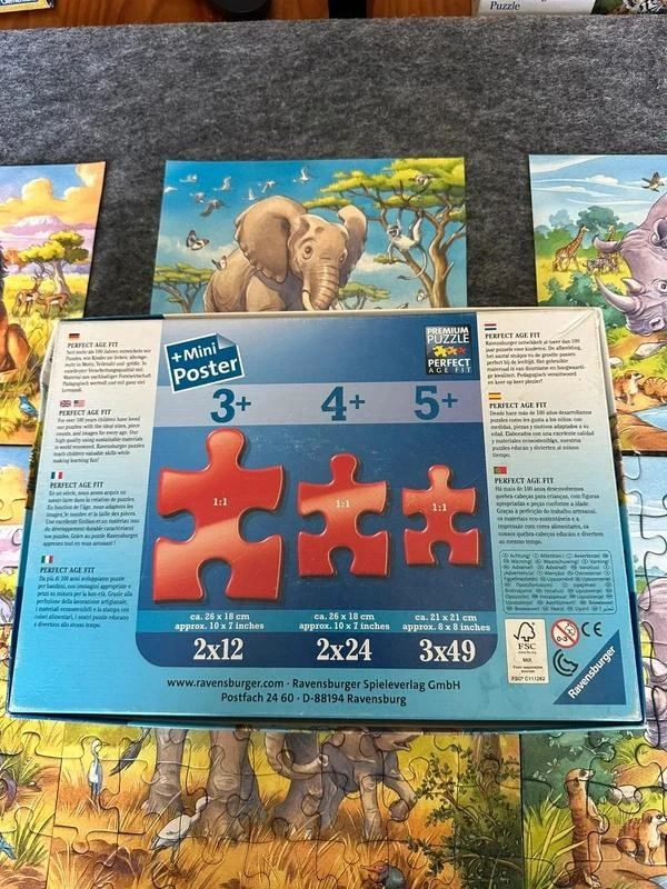 rompecabezas Ravensburger 3x49 piezas animales de África – photo 3
